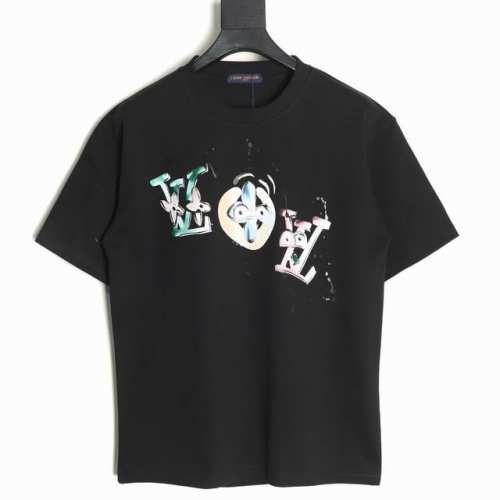 Louis Vuitton 路易威登 Lv 25Ss 胸前卡通短袖T恤 面料采用定制240G 26支特滑双股精棉平纹高密无尘全棉布料。前幅高密度加厚，走线平整，