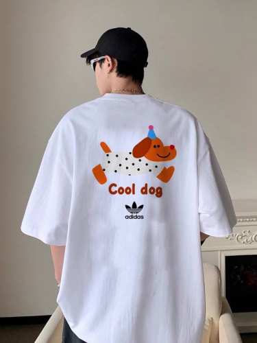 260G重磅纯棉 Adidas Originals 三叶草 阿迪达斯 可爱狗狗 Cool Dog 短袖T恤 男女同款 半袖 情侣款 面料工艺： 1.260G重磅
