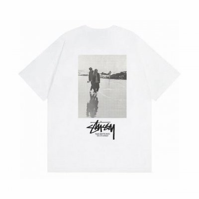 款号Hn719 高品质版本，区别通货 斯图西Stussy Low Tide Tee Logo海滩人物印花圆领套头短袖T恤 男款 -面料精选32支230克双纱面料