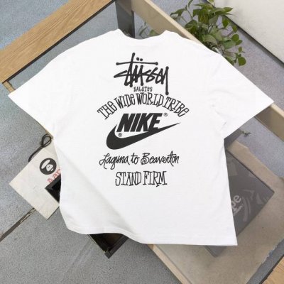 款号：Bm111 2025新款Stussynike斯图西联名耐克刺绣钩子图案字母Logo印花休闲情侣宽松短袖T恤，经典永远不会过时、人手必备款，250G纯棉精梳