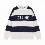 celine赛琳蓝杏条纹Logo字母提花圆领毛衣 颜色 杏色 码数 S M L Xl Xxl