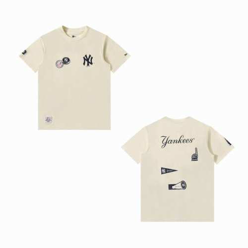 原版复刻 New Era Ss23 Mlb纽约洋基队Logo印花休闲圆领T恤短袖男女同款情侣款 得物在售，原版定制240G面料，三标齐全，1:1版本 颜色：象牙