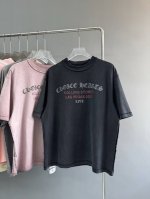 款号：9054-高端品质！25年最新款Choice Hearts反面设计印花短袖T恤！ 面料：270G纯棉双纱 颜色： 做旧黑 做旧灰 做旧紫 尺码：S-Xl