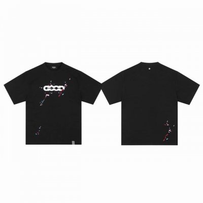 goodbrand 25Ss泼墨刺绣字母印花高街情侣圆领短袖T恤-原单版本 color 黑色 size S M L Xl number 25809 原版一致 采