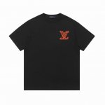 上新 高版本 顶级最高版本 Louis Vuitton 路易威登 橙标刺绣圆领短袖 男女同款 情侣款 宽松版型 最高版本 原版面料 高版本 高品质 所有细节 面