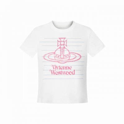 Vivienne West Wood 西天后薇薇安 2025夏季新款素描系列土星设计款素描图案Logo正肩短袖T恤 女款 全网独家纯棉高品质 款号：Vi02 尺
