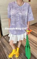 Alexanderwang亚历山大王弹幕银色钢印水洗紫短袖T恤 不能错过的水洗紫全身泼墨太太太好看 银色的浮雕钢印Logo 细节控狠狠爱了 紫色温柔甜美乖乖的通