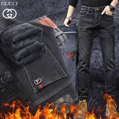 Pf190 加绒+10 秋冬新品 古驰Gucci新款潮流牛仔裤。男士百搭款。众多明星上身。免税超低折扣！高品质潮牌代购，海外同步上新哦。退换无忧哦大货充足！放心