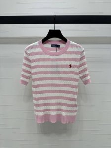 上新原单高端品质 Ralph Lauren pol* 2025春夏最新系列 撞色条纹针织短袖 定制羊毛针织材质 通体竖坑条钩针交织撞色条纹清爽夏日配色上身巨显白