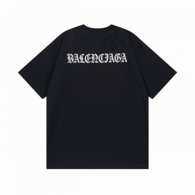 Balenciaga 巴黎世家 2025 Ss 后背梵文字母Logo水洗磨烂破洞做旧短袖T恤 本市场No.1的质量 真正天花板品质 全部原版开发注意细节图 避免
