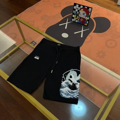 上新， Evisu福神2025新款男士仙鹤海浪字母大M短裤 颜色：黑 尺码：S-Xxl 尺码：S M L Xl Xxl S码 腰围78 裤长53 脚口56 适合