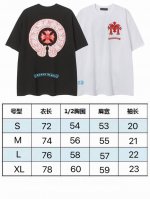 现货 2266 新款Ch克罗贴皮金属十字架马蹄梵文刺绣男女宽松休闲圆领上衣短袖T恤 250克32支纯棉 颜色：黑色 白色 码数：S M L Xl