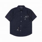 louis Vuitton Lv 帆船套装短袖衬衫 采用 G薄款牛仔布料 水洗蓝 前幅口袋设计 后幅帆船刺绣设计 栩栩如生 版型修身 男女同款 独家订制纽扣五金