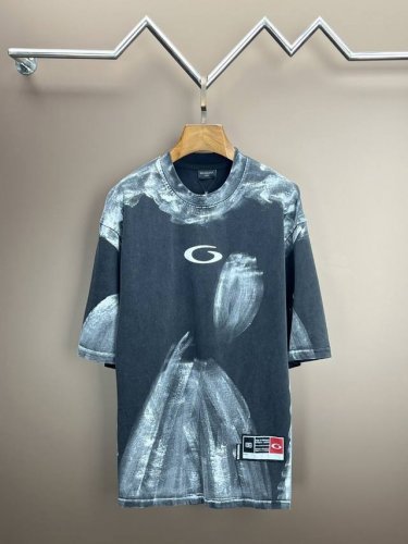 顶级最高版本 尺码偏大 B家 巴黎世家 Balenciaga 经典涂擦重工艺印花圆领半袖T恤短袖 男女同款 情侣款 宽松版型 最高版本 原版面料 高版本 高品质