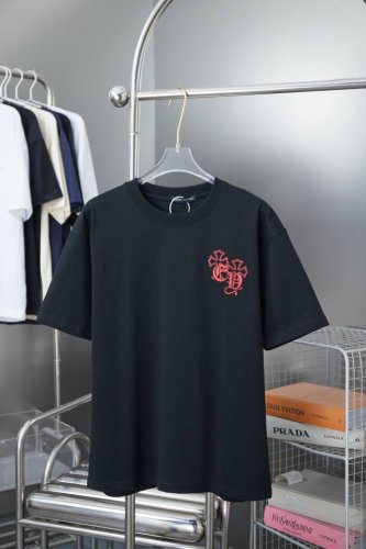 ch*Ome Hearte 25Ss早春新款 皮革拼接刺绣克罗心短袖 轻奢主义 男女日常通勤穿搭必备单品 正确版本 欢迎对比 详细特征 320克 % 纯棉双纱汗