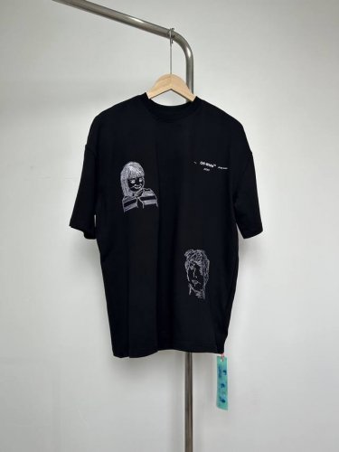 挂拍细节 款号Of42 顶级版本 off-White经典爆款Ow20Ss男女孩人物刺绣短袖520情侣款T恤 oversize版型 最大码可穿到220斤左右 胖子