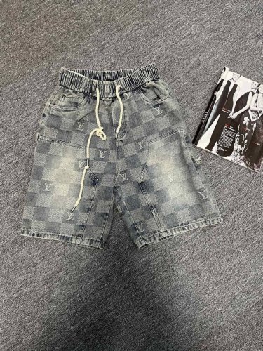 Louis Vuitton Fw25 &路易威登 夏季新款牛仔格子短裤休闲宽松版型 男女同款~最高版本特殊走线工艺老花Logo，Iv经典元素、 尺码:M-2Xl