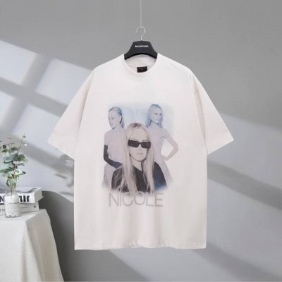 b165# 市场顶级品质 Balenciaga 巴黎世家2025Ss 联名妮可基德曼Nicole艺术作品印花短袖T恤 印花采用进口椭圆机直喷工艺 Logo采用进