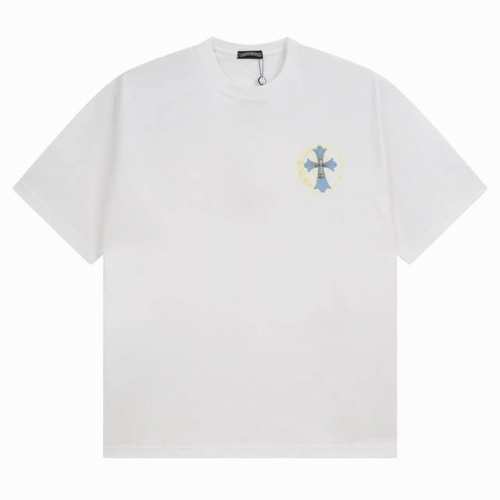 chrome Hearts 克罗心 十字架泼墨梵文字母百搭潮流短袖T恤男女同款 吊牌 领标 水洗唛 三标齐全 定织定染250克精梳棉面料 黑白色 S-Xl