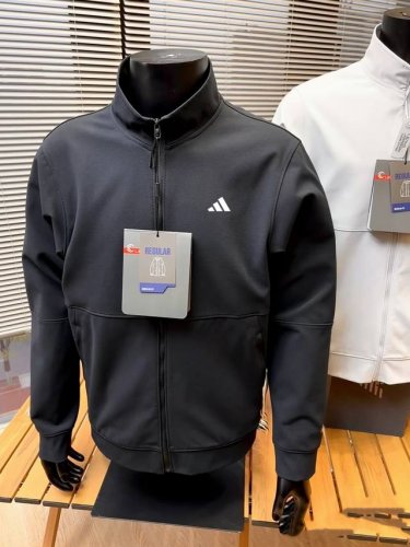 Adidas 阿迪达斯简约立体剪裁斜纹开衫外套夹夹克 黑色藏青灰白 M到3Xl 新款针织面料93的聚酯纤维7的氨纶具有回弹力上身挺括有型，抗皱不起球 对于面料来