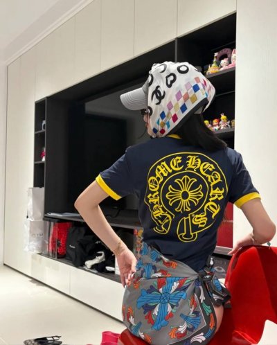 新款上市 25春夏新品Chrome Heart*克罗心新款藏蓝色黄色马蹄Logo短袖 体恤 现货Sml