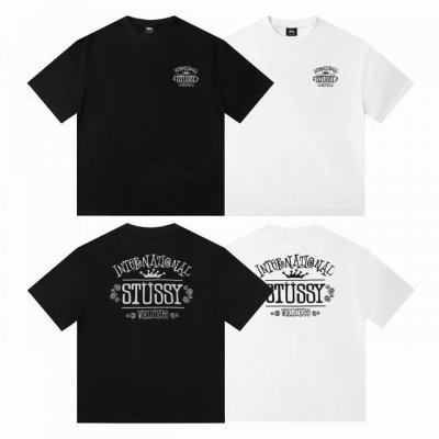 顶级版本 Stussy斯图西 Ss25新品Worldwide Ls Tee皇冠英文字母标语印花Logo文化涂鸦美式复古Cleanfit高街西海岸情侣宽松短袖T恤