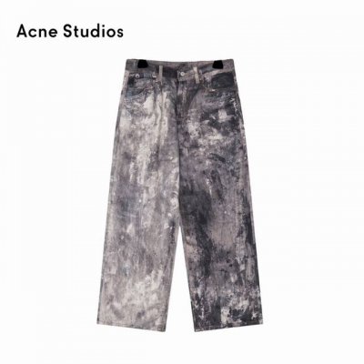 元 纯原品质 款号：Sd012 款式：Acne Studios24Ss 3D数码打印花裤做旧泥染脏脏灰宽松牛仔裤 工艺：采用3D冷转移印工艺，通过3D打印还原色