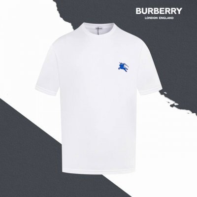 款号Sl95 burberry巴宝莉胸口小标刺绣圆领短袖 万针刺绣 情侣同款 全套包装 三标齐全 区别市场通货 随意对比 纯棉280克高克重32支双纱 不起球