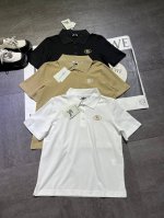 pp 原版开发Burberr+*巴宝莉 亚麻色棉质 polo 衫 舒适 翻领商务女士短袖上衣出货，三色一起出，高端版本，1:1定制，认准高版本来，三色Sml