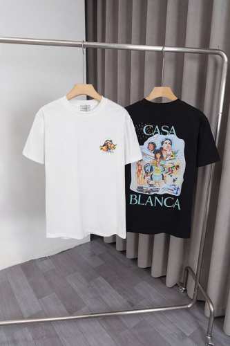 x039 Casablanca 卡萨布兰卡25Ss新款T恤，前后幅彩色图案+Logo印花工艺，品牌Logo经典设计 高度定制260克双纱纯棉面料，面料柔软 时尚