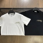香奈儿 Chanel 2025夏季新款手绘字母后背山茶花Logo短袖T恤 胸前采用品牌Logo绘画工艺Logo,螺纹加固领口，后背采用香奶奶加专属山茶花采用28
