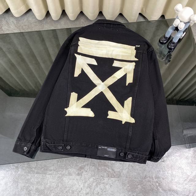 170 Off White 新款胶带贴布箭头 Ow男女黑色牛仔衣夹克外套 原厂品质 22Fw全新官方领标，背面带防伪技术，真正的过艳版 Off-White Ss