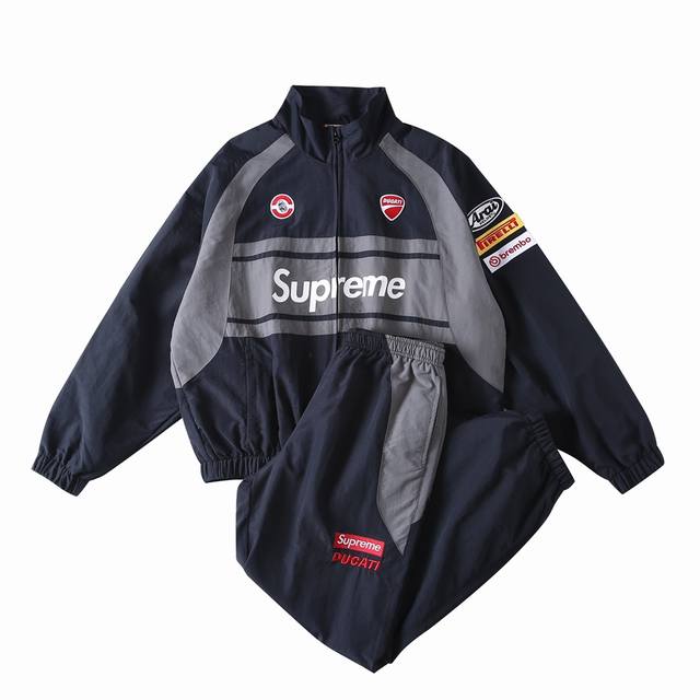370 补出 Supreme X Ducati 杜卡迪 联名款 Ss24 Week16 Track Pant Logo印花撞色 运动套装外套 裤子 男女同款