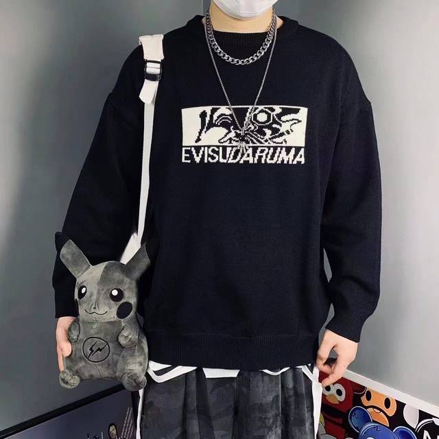 春款：上新170 Evisu 福神新款标志达摩针织洋气圆领线衣 原版定制细腻舒适面料 面料高弹上身包裹性完美 Logo立体超级高级洋气当下最火的一款单品 爆款