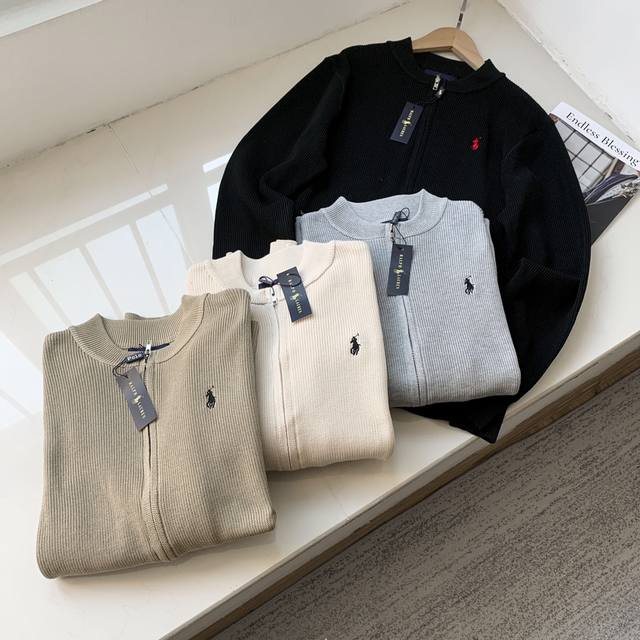 170 -Ralph Lauren 拉夫劳伦Rl胸前经典战马Logo刺绣拉链开衫长袖针织衫毛衣外套 --单品采用定染定纺纱线、购入原版打造 全套定制辅料 细节决