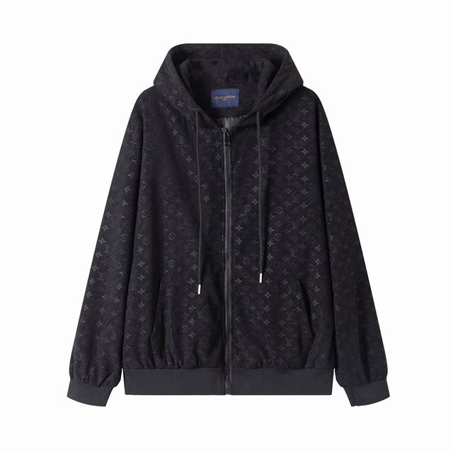 210 Louis Vuitton 路易威登Lv满印提花暗纹抓绒连帽外套 面料：定织定染抓绒提花面料材质上身柔软舒适 原版购入面料 均为原版定制提花面料 走线工