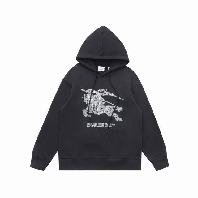 190 [顶级复刻版本] 品名: Burberry Bbr巴宝莉 经典款胸前战马刺绣连帽卫衣帽衫 款号：68013 颜色：黑色 白色 尺码：Xs-L 面料: 定