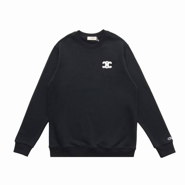 170 [顶级复刻版本] 品名: Celine 赛琳 新款重磅经典基础小标刺绣Logo圆领卫衣 款号：66892 尺码：S-Xl 颜色：黑色 白色 面料: 定制