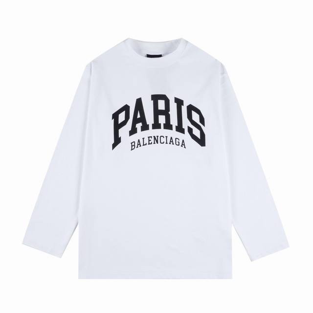 140 [顶级复刻版本] 品名：Balenciaga 巴黎世家 新款Paris 限定圆领卫衣长袖T恤 尺码：Xs-L 颜色：黑色 白色 面料: 采用定制300G