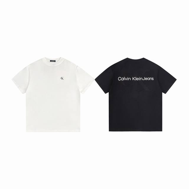 100 Calvin Kleinck 24Ss夏季男女情侣休闲圆领短袖T恤， 原版打版，耗时一个多月，刺绣+印花+钢印一体的工艺 -莱卡面料质感非常细腻 ，26