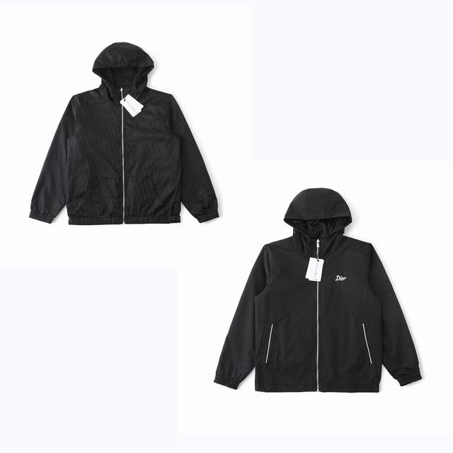 240 复刻版本 Dior 迪奥巴黎时装周走秀满印 刺绣Logo 双面穿 连帽外套 男女同款 老花经典花型 永不过时！ 1件两穿 面料：定制订染高密织提花工艺面