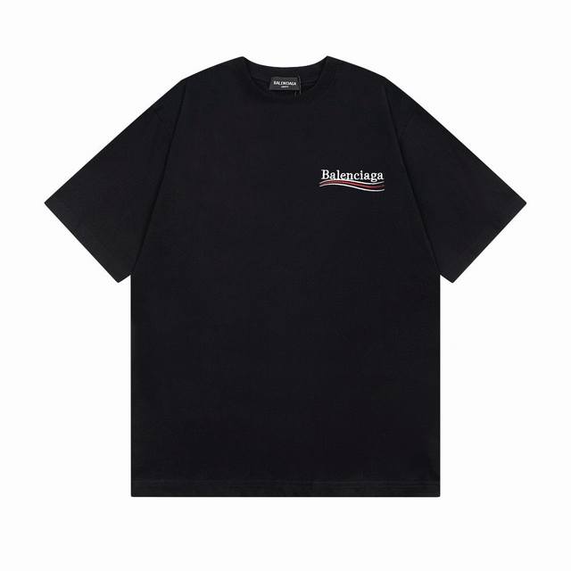 100 刺绣款黑色 Balenciaga 巴黎世家2025 Ss 经典可乐海浪刺绣短袖T恤 本市场No.1的质量 真正天花板品质 全部原版开发注意细节图 避免被