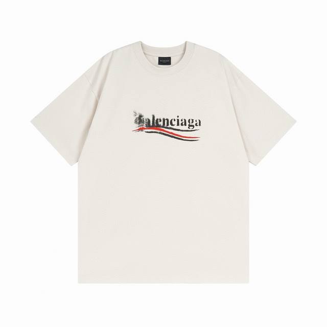 100 Balenciaga 巴黎世家2025 Ss 经典可乐海浪涂鸦印花短袖T恤 本市场No.1的质量 真正天花板品质 全部原版开发注意细节图 避免被盗图商家