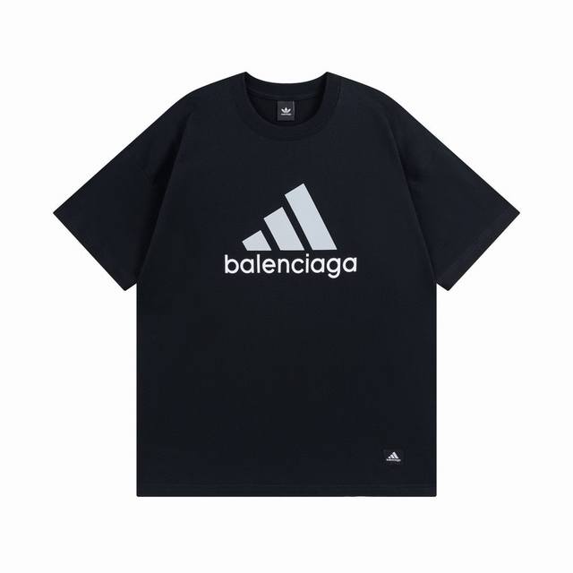 110 印花款黑色 Balenciaga 巴黎世家联名Adidas阿迪 经典Logo印花 短袖T恤 本市场No.1的质量 真正天花板品质 全部原版开发注意细节图