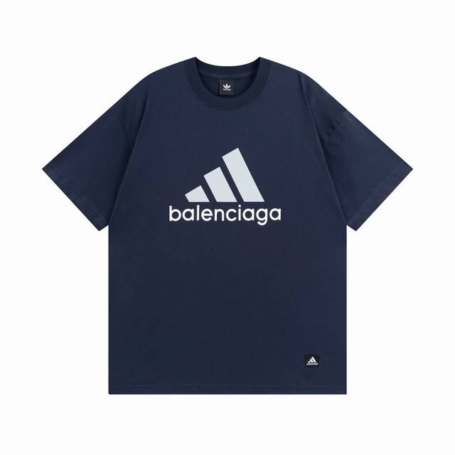 110 印花款宝蓝 Balenciaga 巴黎世家联名Adidas阿迪 经典Logo印花 短袖T恤 本市场No.1的质量 真正天花板品质 全部原版开发注意细节图