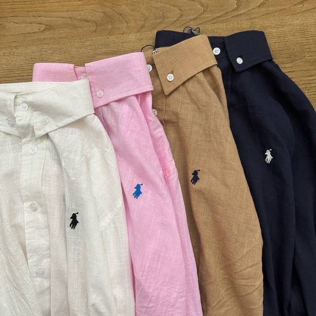 上新150 Ralph Lauren拉夫劳伦小马标亚麻刺绣衬衫 拉夫劳伦小马标棉麻衬衫网红百搭热门款式防晒-韩风系列-宽松适合旅游拍照风格极佳-驾驭性强显瘦 面