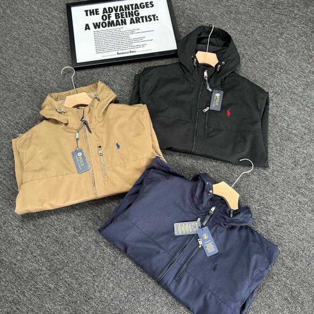 220 实拍细节图 Ralph Lauren拉夫劳伦刺绣小马标连帽拉链外套夹克休闲风衣防水硬壳冲锋衣 原版复刻 顶级品质 ，全套辅料包装 冲锋衣上新春季必备单品