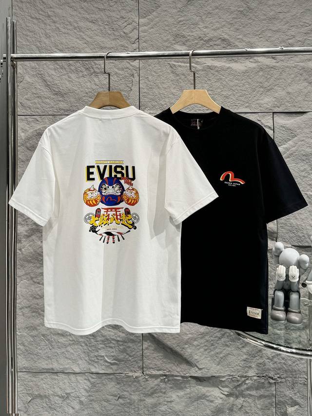 Dt110 福神 带Nfc芯片识别高版本 Evisu 福神2025夏季新款大M印花休闲宽松情侣款 短袖T恤Dt886 细节:版本一比一复刻，吊牌 领标 水洗 包