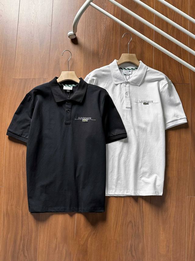 100 Lacoste 法国鳄鱼男款Polo刺绣商务休闲修身翻领短袖T恤 高版本首选 做工细节巨好！胸前经典刺绣标志 欧美时尚潮流印花设计 细节精致 裁剪将简约