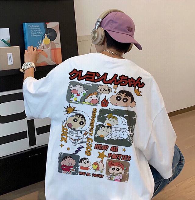 80 260G重磅纯棉 耐克 Nike 蜡笔小新联名系列 宇航员 小葵 圆领短袖T恤 夏季新款 男女同款 面料工艺： 1.260G重磅纯棉，100%棉，恰到好处